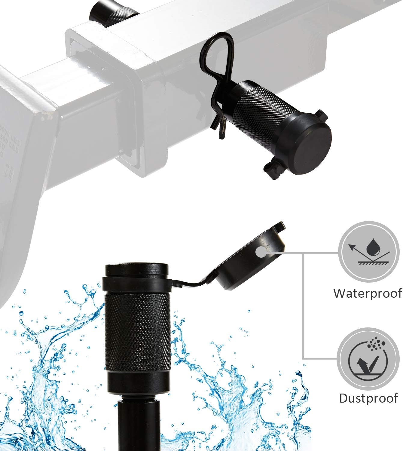 Trailer Hitch Lock Set, Solid Locking Hitch Pin with 5/8" and 1/2" Dia, 4" Long Span with Extra 3/4" Dia Adaptor Fits Class I-V Receivers for Trailer Truck Car and Boat Receiver Lock