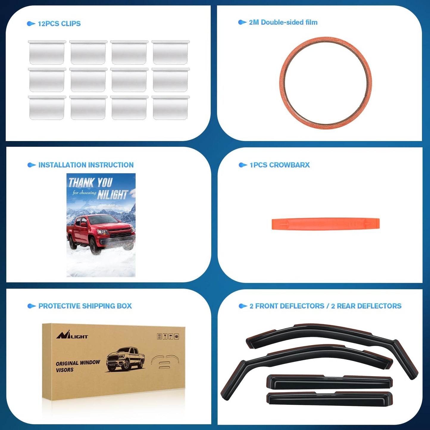 Nilight Durable in Channel Rain Guards for Chevy Suburban 2021 2022 2023 2024 2025 Window Deflectors, Vent Window Visors-4pcs