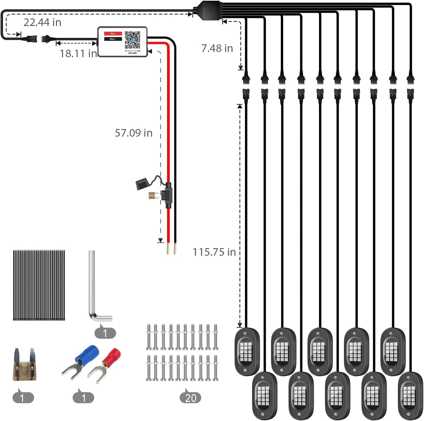 Honalia LED Rock Lights for Trucks 10 Pods, RGB Rock Lights Kits for UTV with Music Mode for ATV UTV RZR