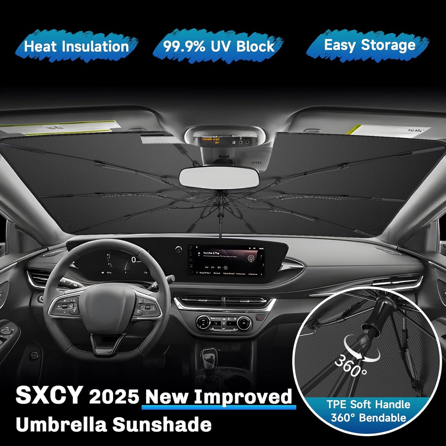SXCY for 2024 2025 Buick Envista Windshield Umbrella Sunshade [Easier Foldable] for 2024 2025 Buick Envista Accessories 2025 Envista Sunshade Umbrella 2025 Envista Windshield Umbrella Sun Shade