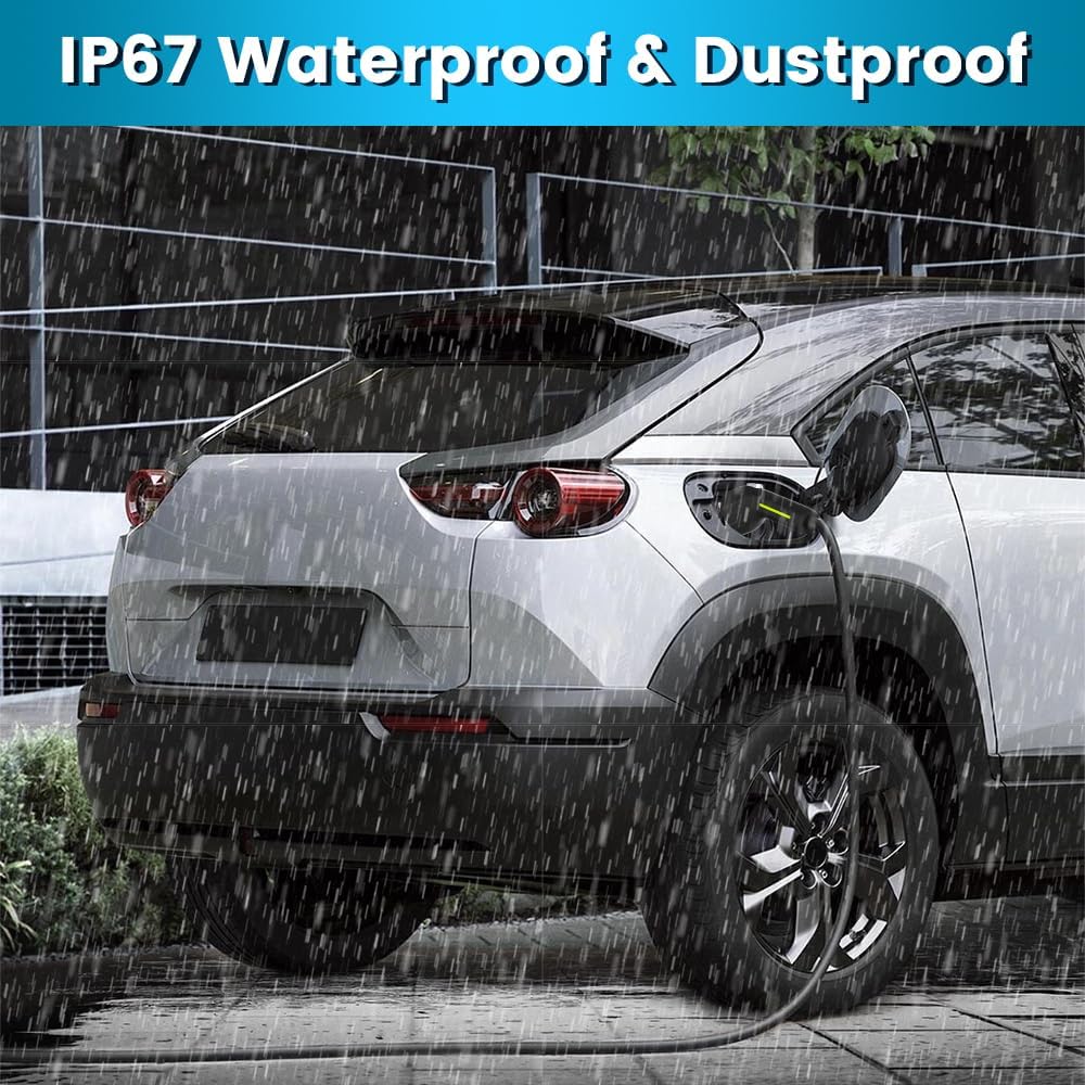 Portable Level 1 and Level 2 EV Charger 240V 32A (7.68kw) with 26ft Charging Cable NEMA 14-50 5-15 for SAE-J1772 Electric Vehicles Charging Station