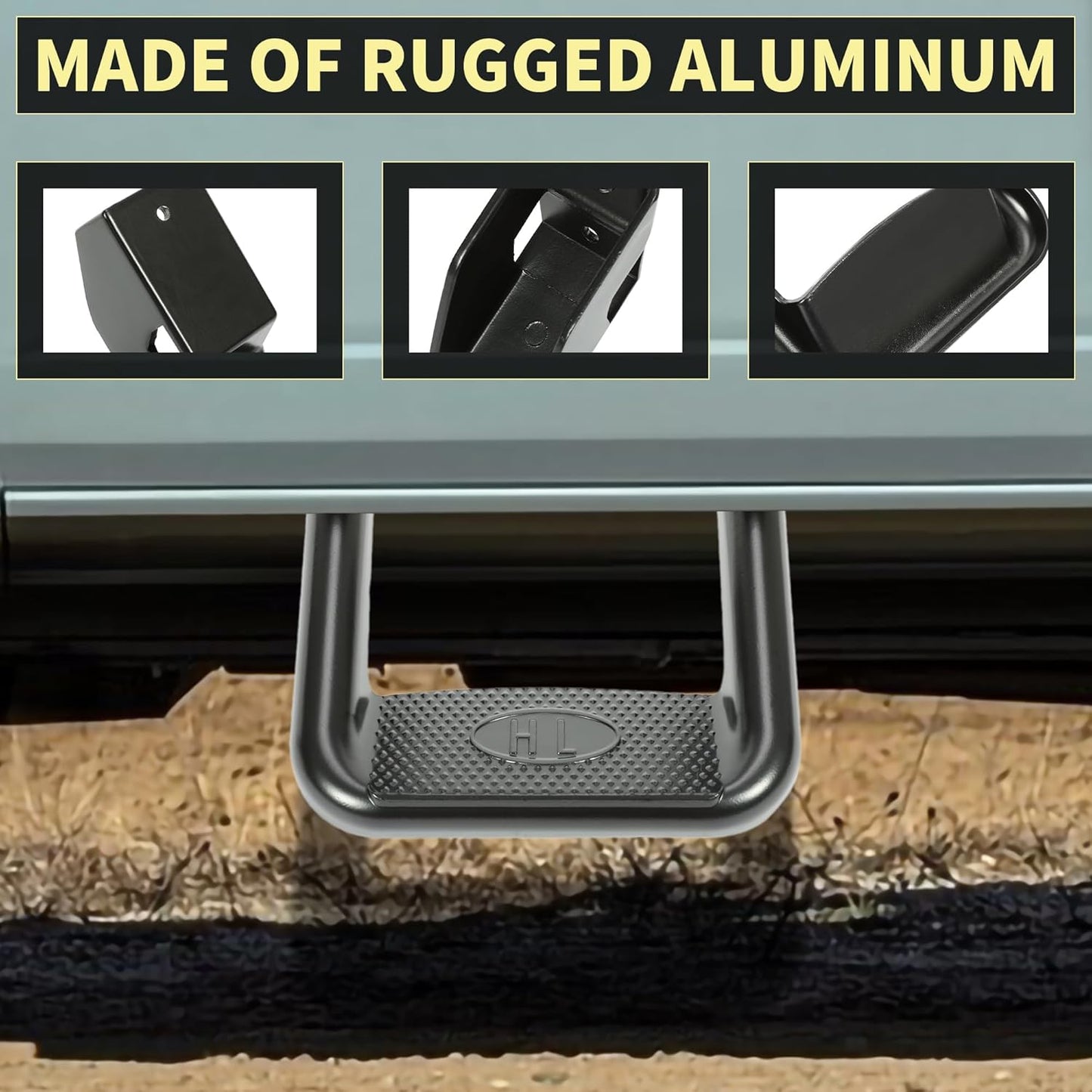 KUAFU Universal Side Step Compatible with 1967-2020 Chevrolet Toyota Ford Dodge Jeep GMC Nissan Mazda Aluminum 2 Pcs Side Step for Pickups & Trucks Black