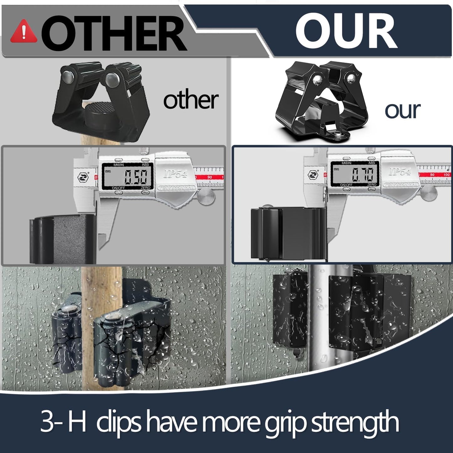 3-H Stainless Steel Broom Holder Wall Mount 6-Pack- Heavy Duty Mop Organizer, Wall Mounted Broom Storage with Secure Mounting for Kitchen Laundry Garage Bathroom (Space Saving)