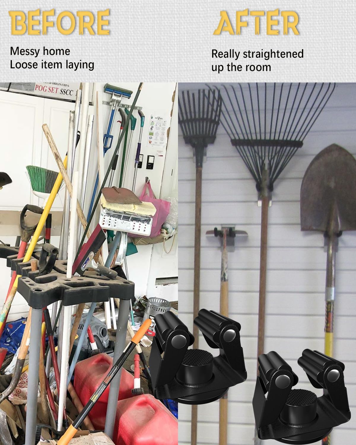 Magnetic Broom Holder Heavy Duty, Magnetic Broom and Mop Organizers for Fridge - Magnet Waterproof Mop Broom Holder for Garage Kitchen Laundry Work Shop - 8 Pack