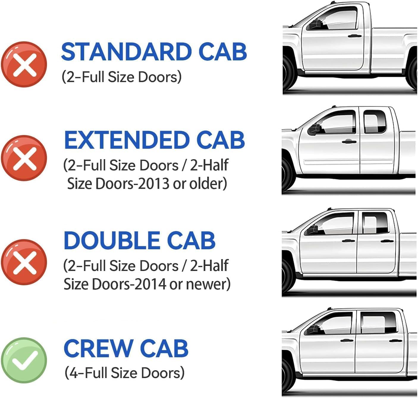 Window Visors Rain Guards for 2007-2013 Chevy Silverado/GMC Sierra 1500/Avalanche Crew Cab, Window Vent Wind Deflectors Visors Shades for 2007-2014 Silverado/Sierra 2500HD-3500HD/Suburban/Yukon XL