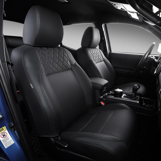 PTYYDS Seat Covers Compatible with 2016-2023 Toyota Tacoma Seat Covers SR5 TRD Off Road Limited PU Leather Car Full Set Protector Replacement for 2016-2023 Toyota Tacoma Accessories