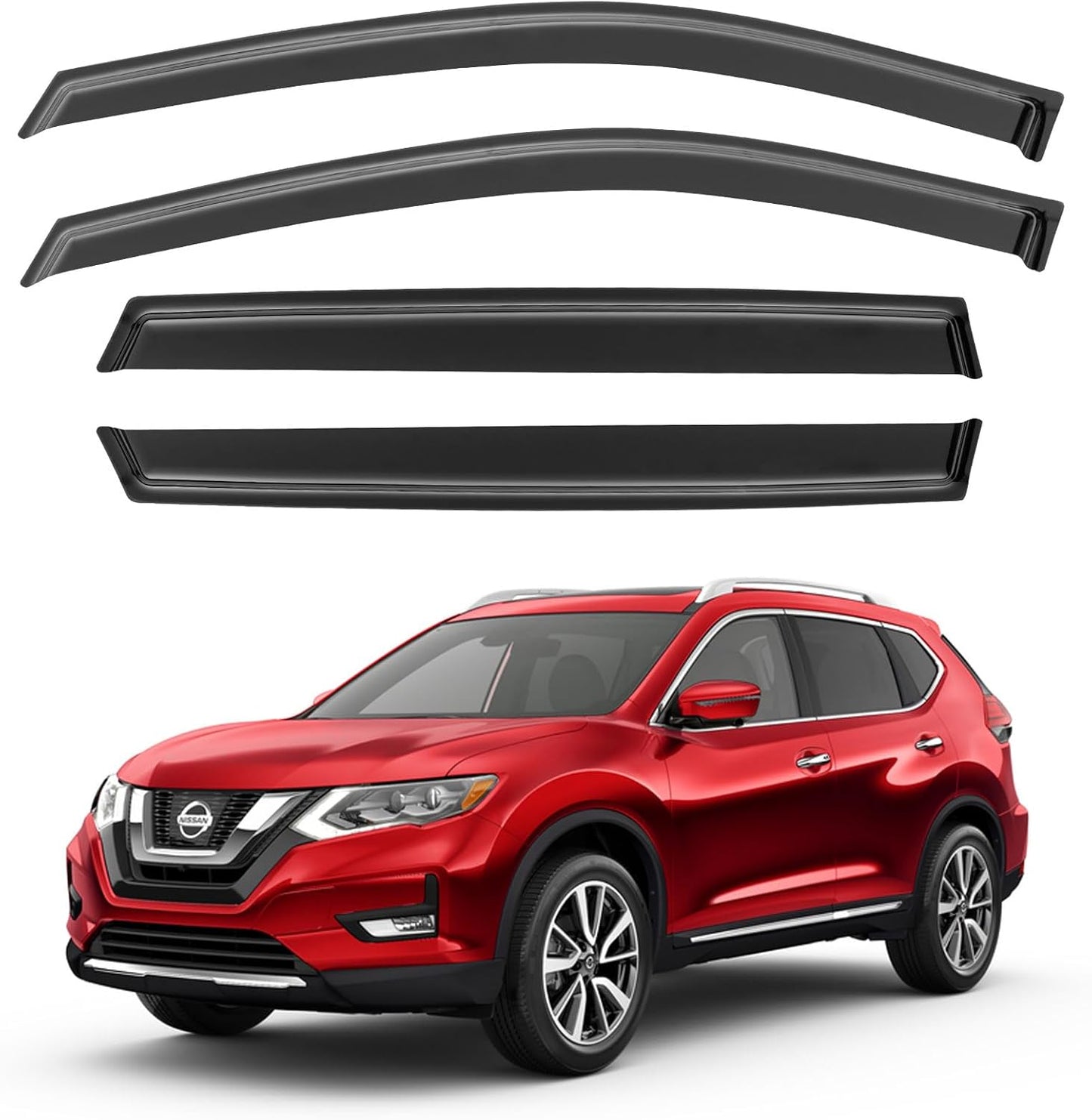 Window Visors Rain Guards for Nissan Rogue S SV SL 2014-2020, Out-Channel Window Vent Wind Deflectors Visors Shades for 14-20 Rogue (Excludes Rogue Sport Model)