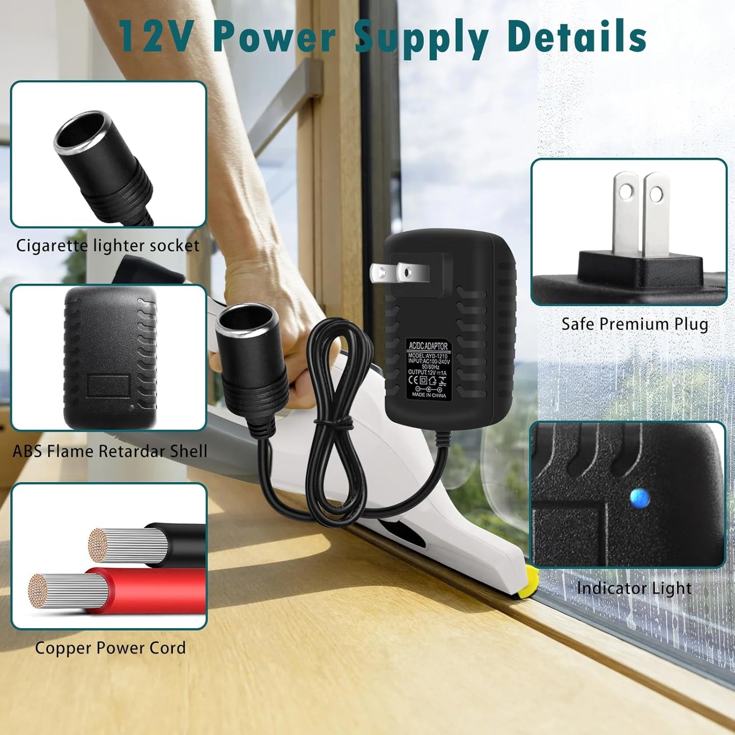 inShareplus 12V 1A 12W AC to DC Converter, 12 Volt Cigarette Lighter Adapter, AC 100~240V to DC 12V Car Lighter Adapter to Wall Outlet Adapter, 12V Power Supply for Car Devices (MP3, Fan, Dash Cam)