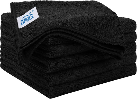 HOMEXCEL Black Microfiber Cleaning Cloth 12 Pack, 12.5 x 12.5 inch Microfiber Towels for Cars, Ultra Absorbent Car Washing Cloth, Lint Free Streak Free Cleaning Rags for Car, Kitchen, and Window