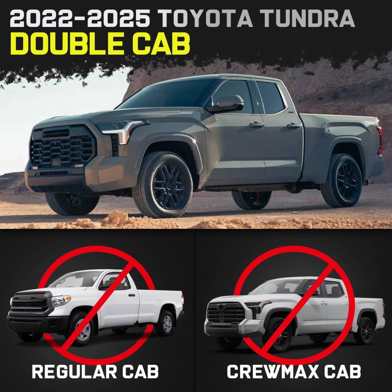 BINARY STAR Running Boards Compatible with Vehicle 2022-2025 Toyota Tundra Double Cab, Two-Stair Side Steps Nerf Bars. 6 Inch Tundra Black Step Bars Made with Carbon Steel.