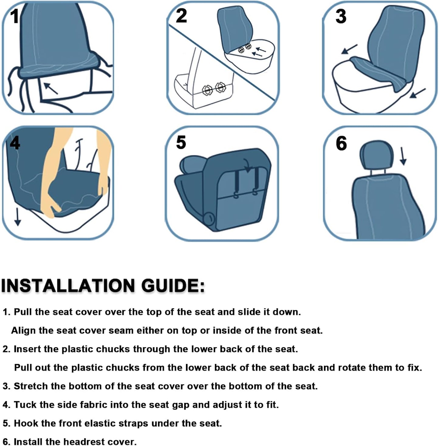 GIANT PANDA Fit Chevy Equinox Trax Malibu Blazer Trailblazer Traverse Tahoe Front Car Seat Cover, 3D Air Mesh Breathable Seat Protector, Black（2-Pack