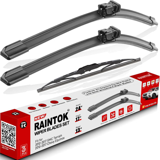 Windshield Wiper Blades Replacement for 2010-2017 Chevrolet Chevy Equinox GMC Terrain Original Factory Quality Front Rear Wipers Blade Set for My Car - 24" 17" 13" (Pack of 3)