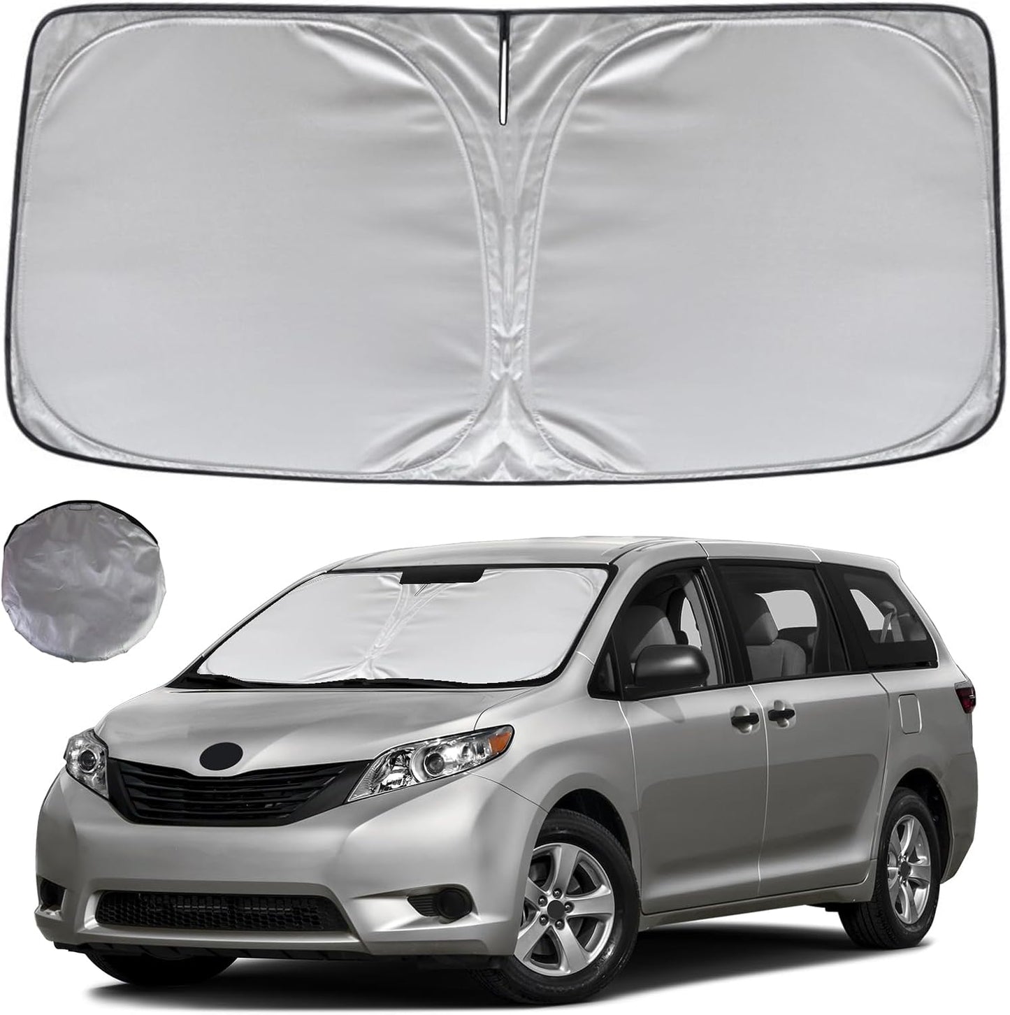 KAYZT Windshield Sun Shade for 2011-2020 Toyota Sienna Mini Van Foldable Sunshade Front Window Custom Fit Car Accessories