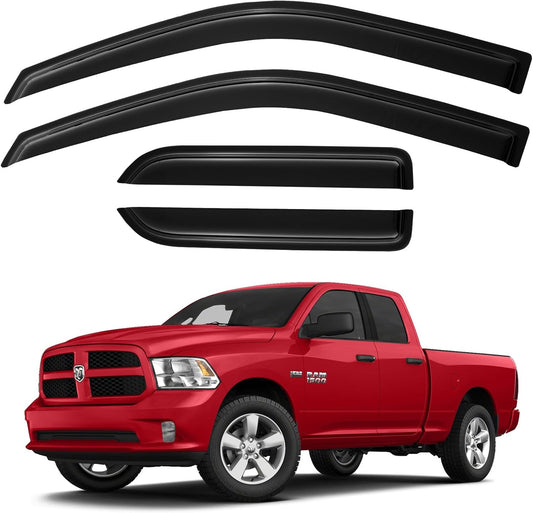 Window Visors Rain Guards for 2009-2018 Dodge Ram 1500 Quad Cab, Out-Channel Window Vent Wind Deflectors Visors Shades for 2019-2023 Ram 1500 Extended Cab Classic Model