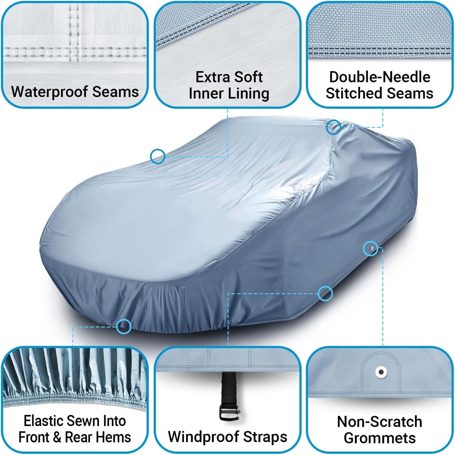 iCarCover Premium Car Cover for 1961-1962 Pontiac Lemans Heavy Duty Waterproof All-Weather Automobiles Custom Fit Indoor Outdoor UV Snow Protection Covers with Straps and Bag