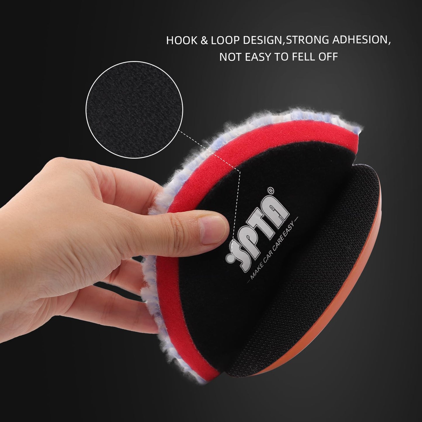 SPTA Wool Polishing Pad, 2Pcs 5''(125mm) Coarse Wool Cutting Pad, Coarse Woolen Pad BlueWool Buffing Pads Set with Hook and Loop for Heavy Cut for Car Polisher, Buffing and Polishing