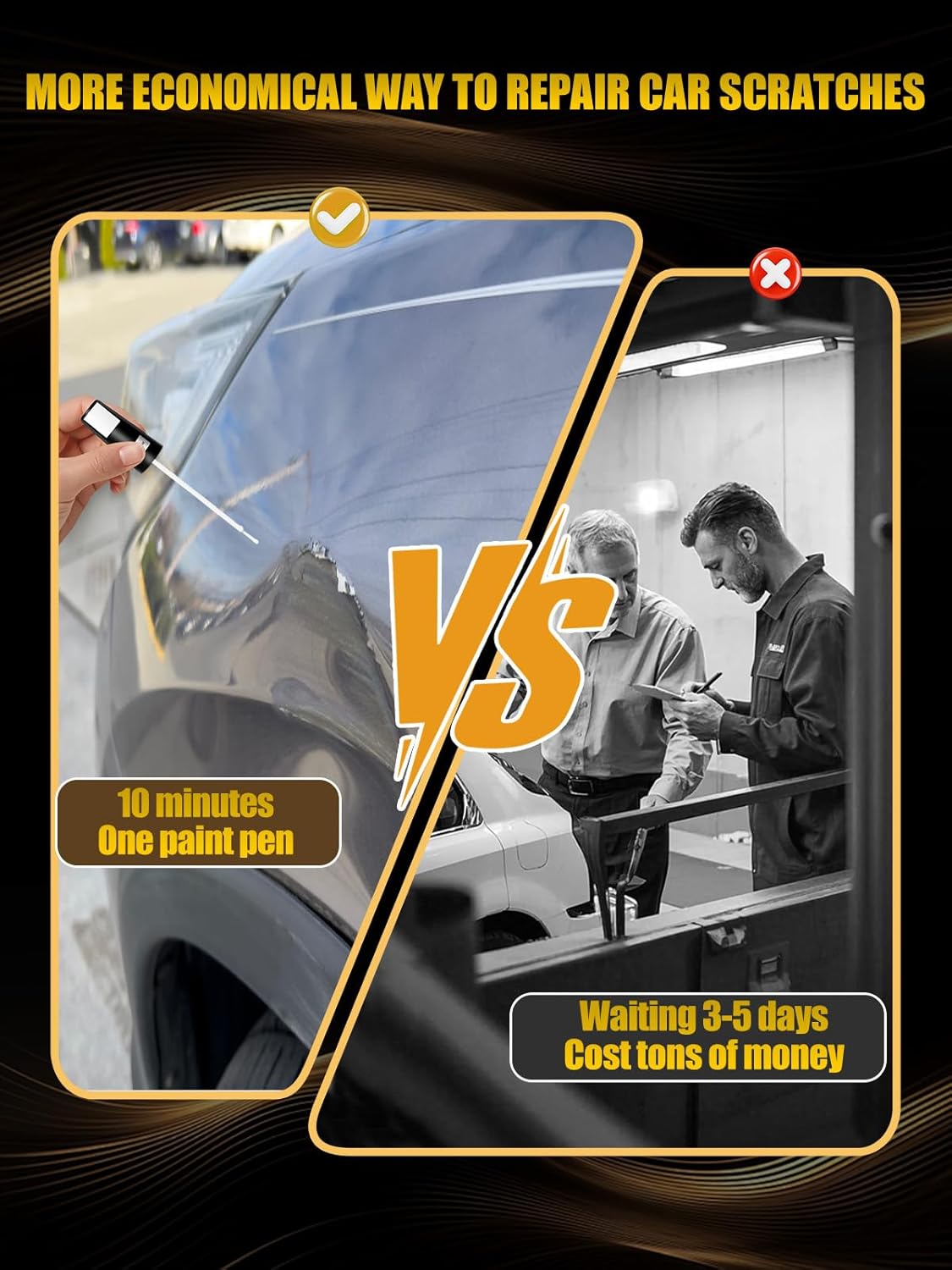 (040/9040) Black/Jet Black Touch Up Paint Compatible with Mercedes-Benz, Exact Match Car Paint Pen Automotive Scratch Repair Remover Kit Quick & Easy Solution for Vehile Chips and Nicks