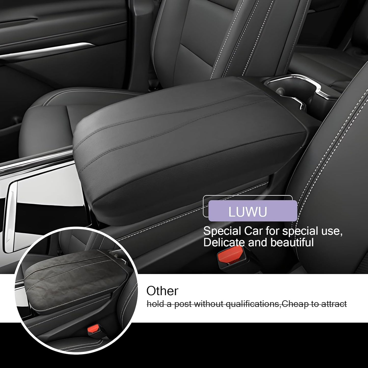 LUWU 2025 2026 Traverse Center Console Cover Compatible with 2024 2025 2026 Chevrolet Traverse Accessories 2025 2026 Traverse LT/RS/Z71/High Country Armrest Console Cover (Thin Black)