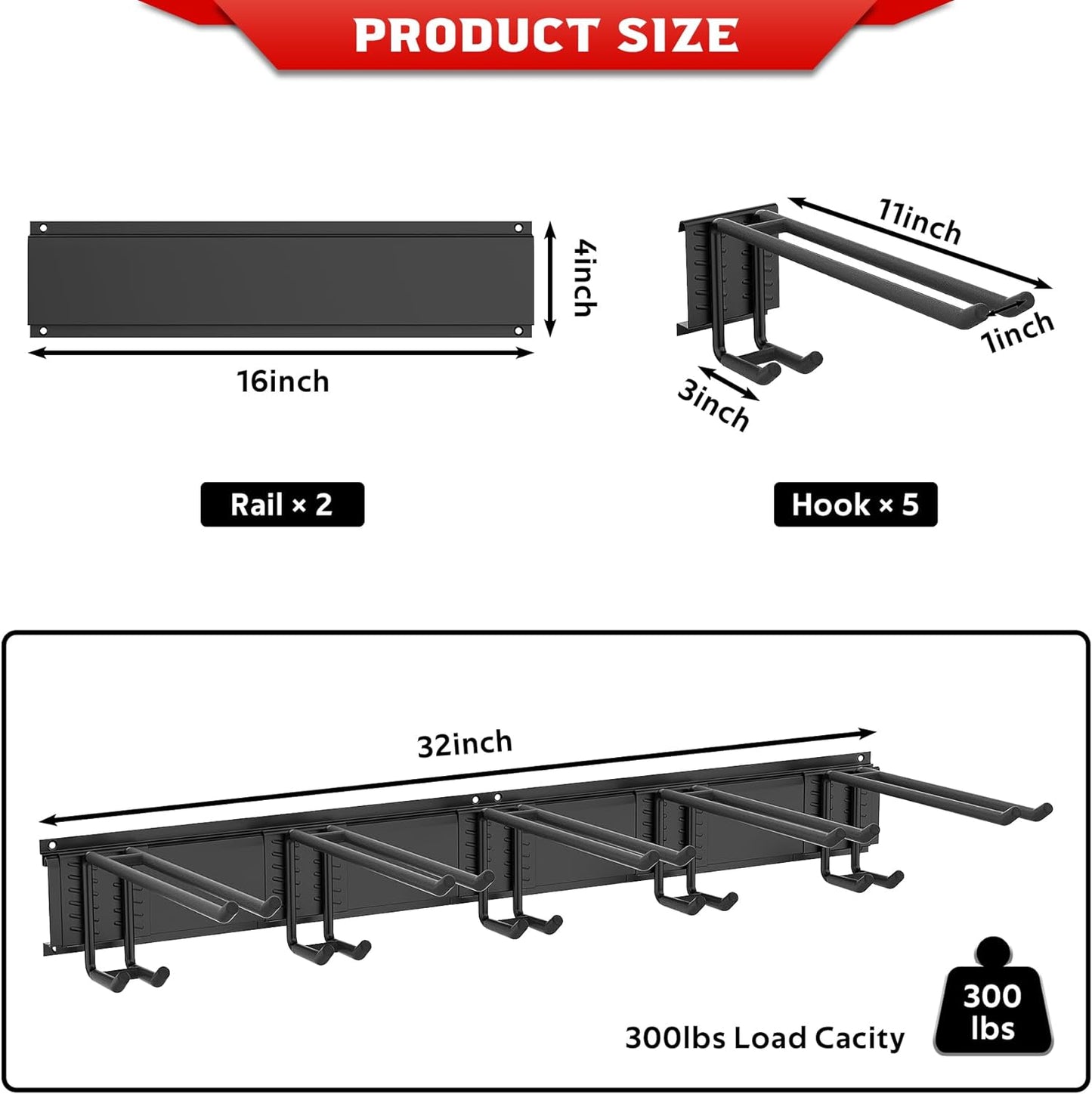Ultrawall Ski Rack, Wall Mounted Ski Storage for Garage Storage Organizer System, 10 Pairs of Skis Holder for Home Shed, Holds Up to 300lbs