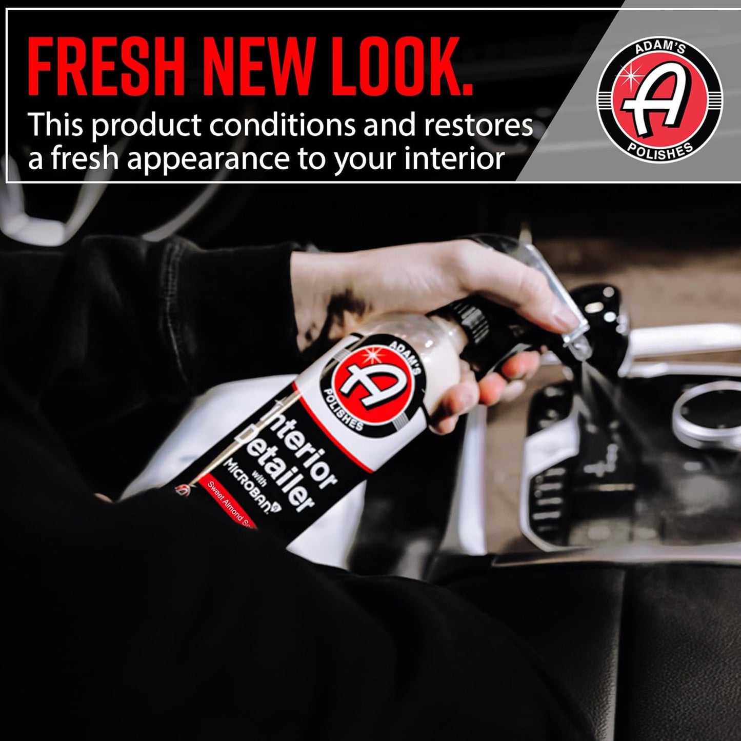 Adam's Polishes Interior Detailer 16 fl. oz (Sweet Almond) - Total Car Interior Cleaner, Protectant & Dressing | All Purpose Cleaner & Leather Conditioner | Vinyl, Dashboard, Screen, Seat Cleaner