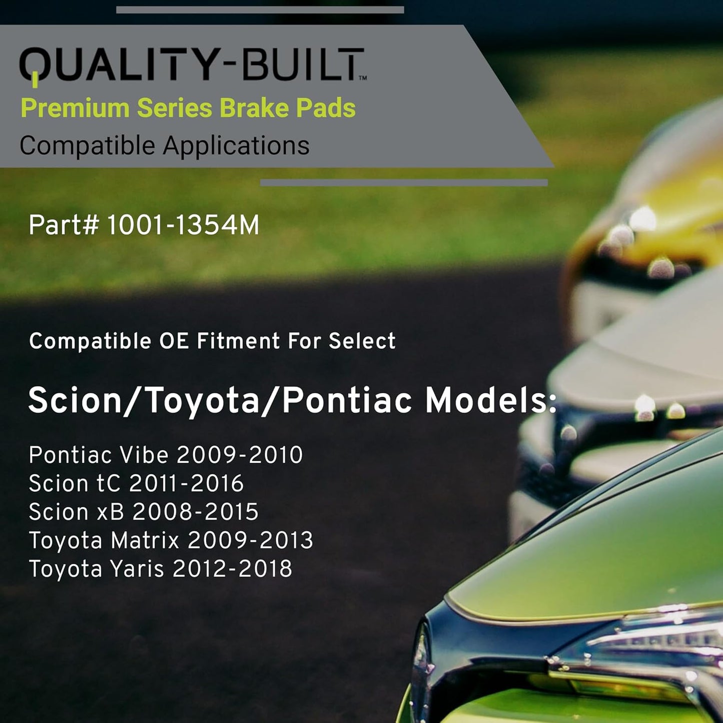 Premium Semi-Metallic Front Brake Pads (1001-1354M) Compatible with Pontiac Vibe 2009-2010, Scion tC 2011-2016, Scion xB 2008-2015, Toyota Matrix 2009-2013, Toyota Yaris 2012-2018