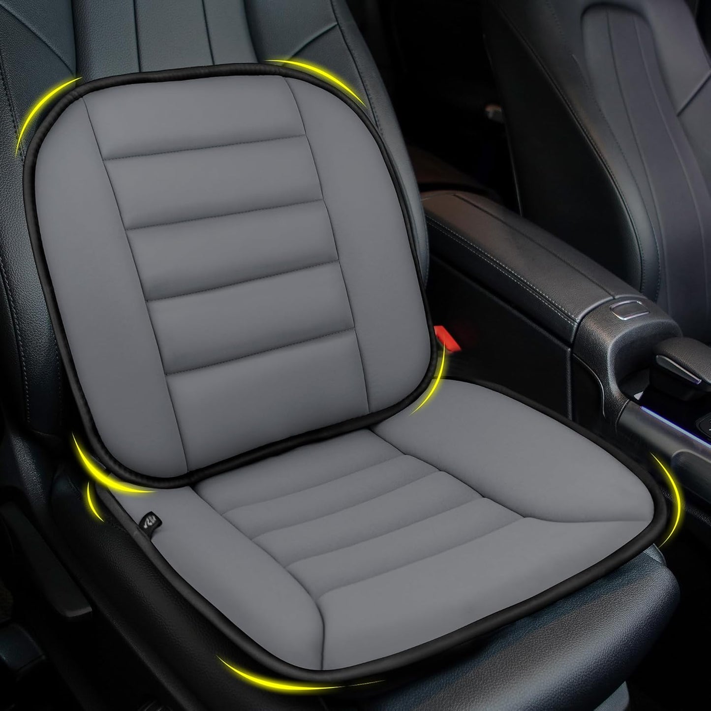 kingphenix Car Seat Cushion with Lumbar Support Pillow: Enhanced Comfort Memory Foam Design for Pain Relief, Ideal for Drivers and Office Use - Ergonomic Lumbar Comfort for Long Sitting - Dark Grey