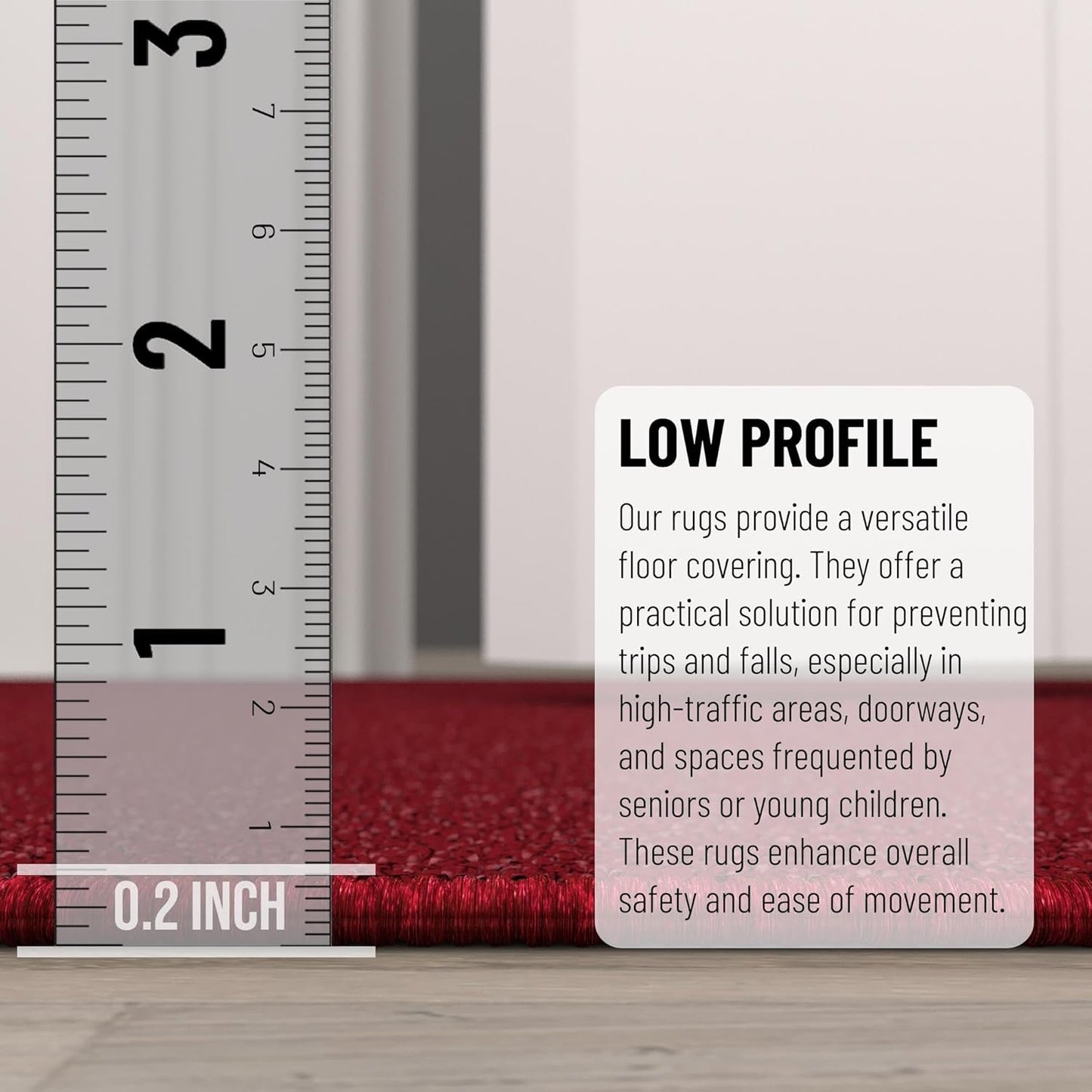 Ottomanson Hallway Runner Rug 2'2" x 6' Non Slip Solid Area Rugs Easy to Clean Laundry Rug Runner Durable & Pet Friendly Floor Carpet Runners for Hallways Entryway Living Room Kitchen, Red