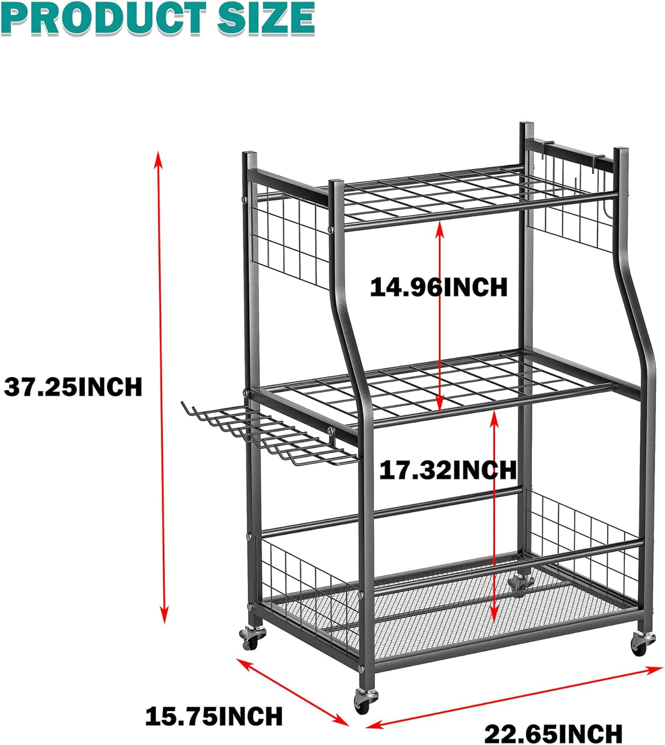 EVERHANGER Garden Tool Organizer Stand, Garage Tool Storage Organization, Yard Tool Racks with lockable wheels, Fit for Long-Handled Tools/Rakes/Brooms, Indoor/Outdoor Use