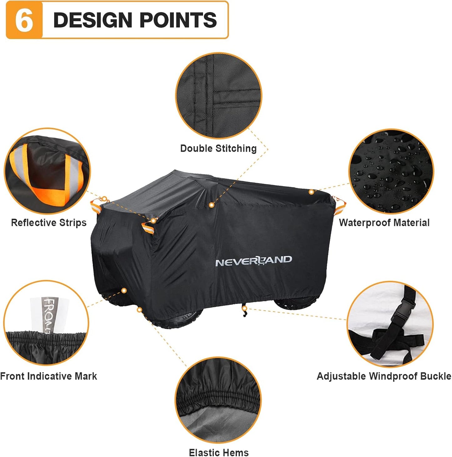 NEVERLAND ATV Cover Waterproof Heavy Duty 4 Wheeler Cover Quad Cover All Season Weather Proof Outdoor UV Protection for Polaris Yamaha Suzuki Honda (Black XXLarge)