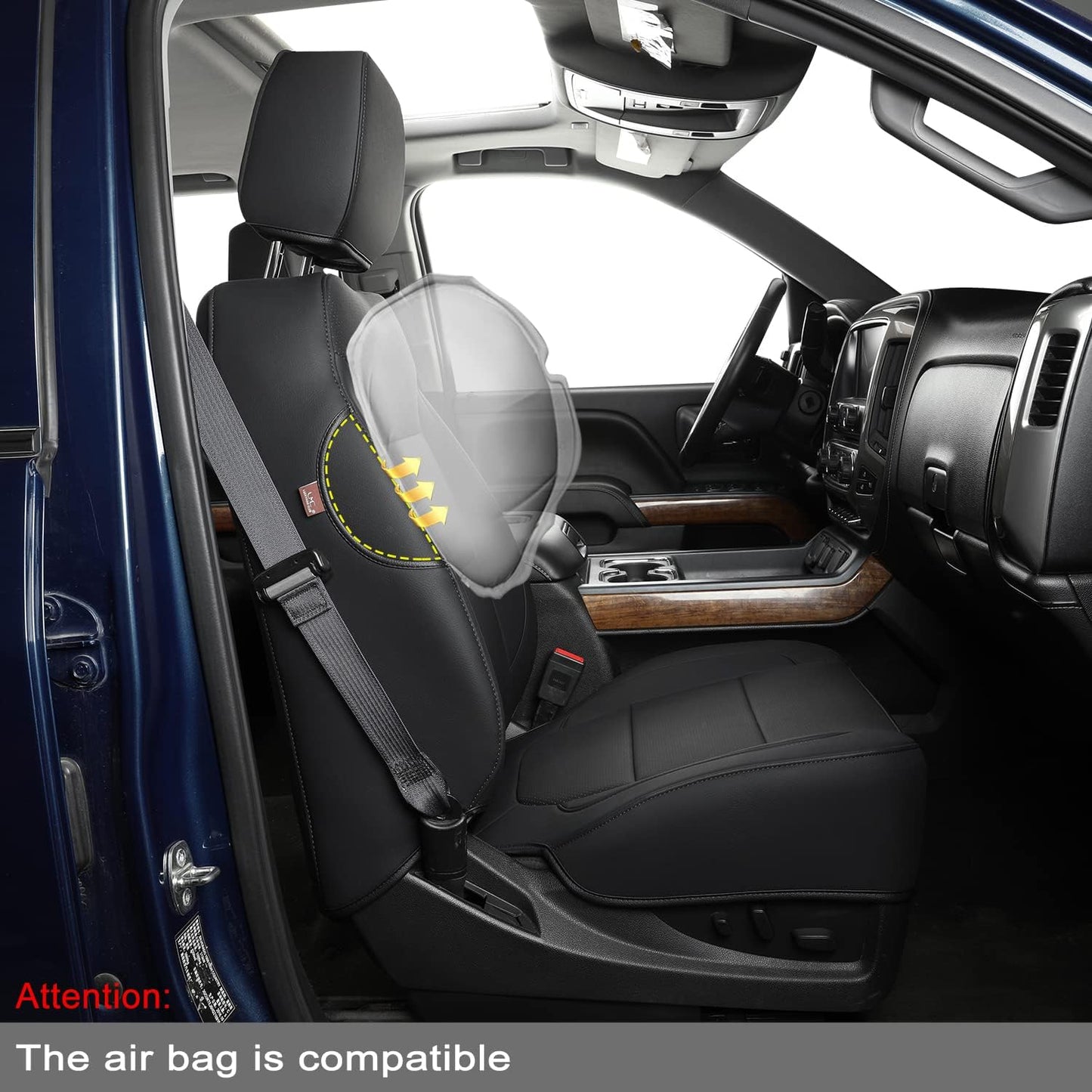 LUCKYMAN CLUB Custom Fit Seat Covers for 2019-2024 2025 Chevy Silverado Sierra 1500 Crew Cab, 2020-2024 2025 Silverado Sierra 2500 3500 Crew Cab (Black)