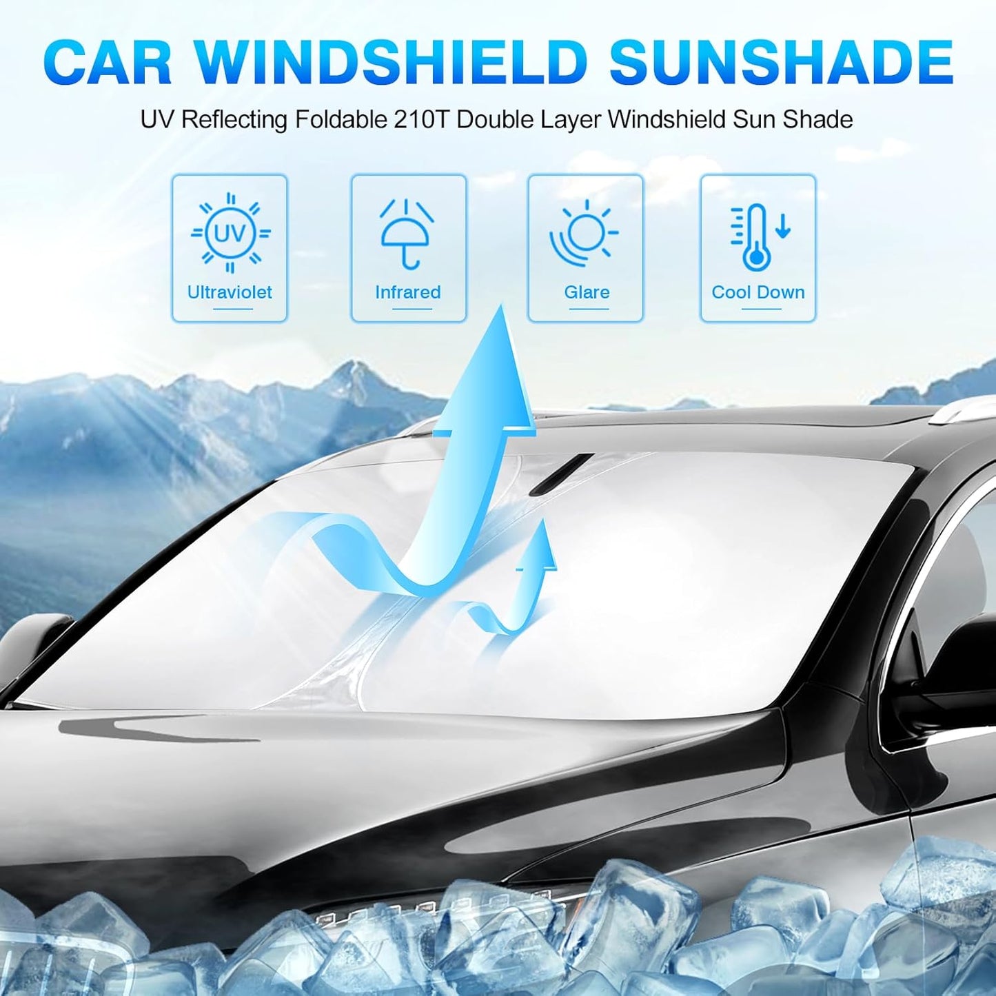 KUST Windshield Sun Shade for Audi Q7 Accessories 2007-2015 Window Shade Sun Visor Protector Foldable Blocks UV Rays Keep Your Car Cooler