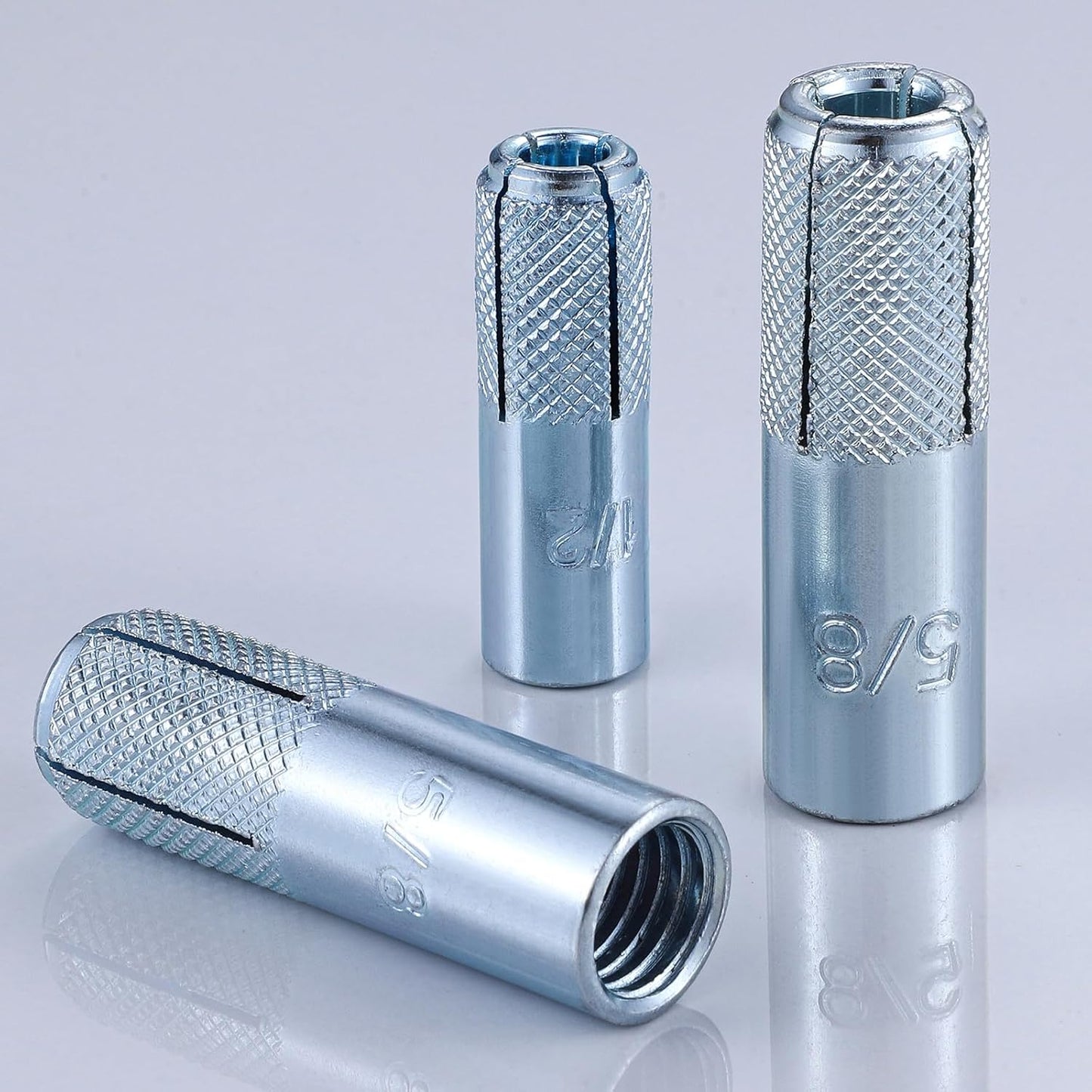 Wensilon(20 pcs) 5/16"-18 Premium Zinc Plated Carbon Steel Drop in Anchors Assortment, Knurled Drop-in-Anchor for Solid Concrete, Internal Forced Expansion Screw Bolts