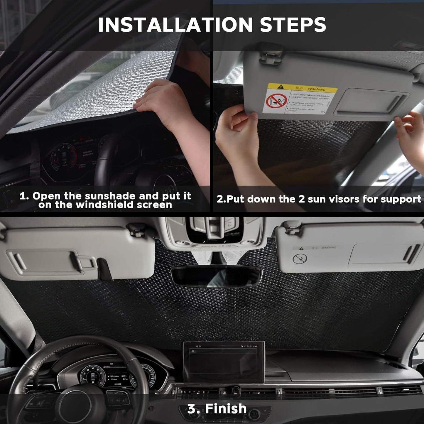 Windshield Sun Shade for 2021-2024 Toyota Sienna L LE SE XLE Limited Van Minivan - 5-Layer Bubble Foldable Front Window Shade Sun Visor Accessories - Blocks Heat & UV Rays