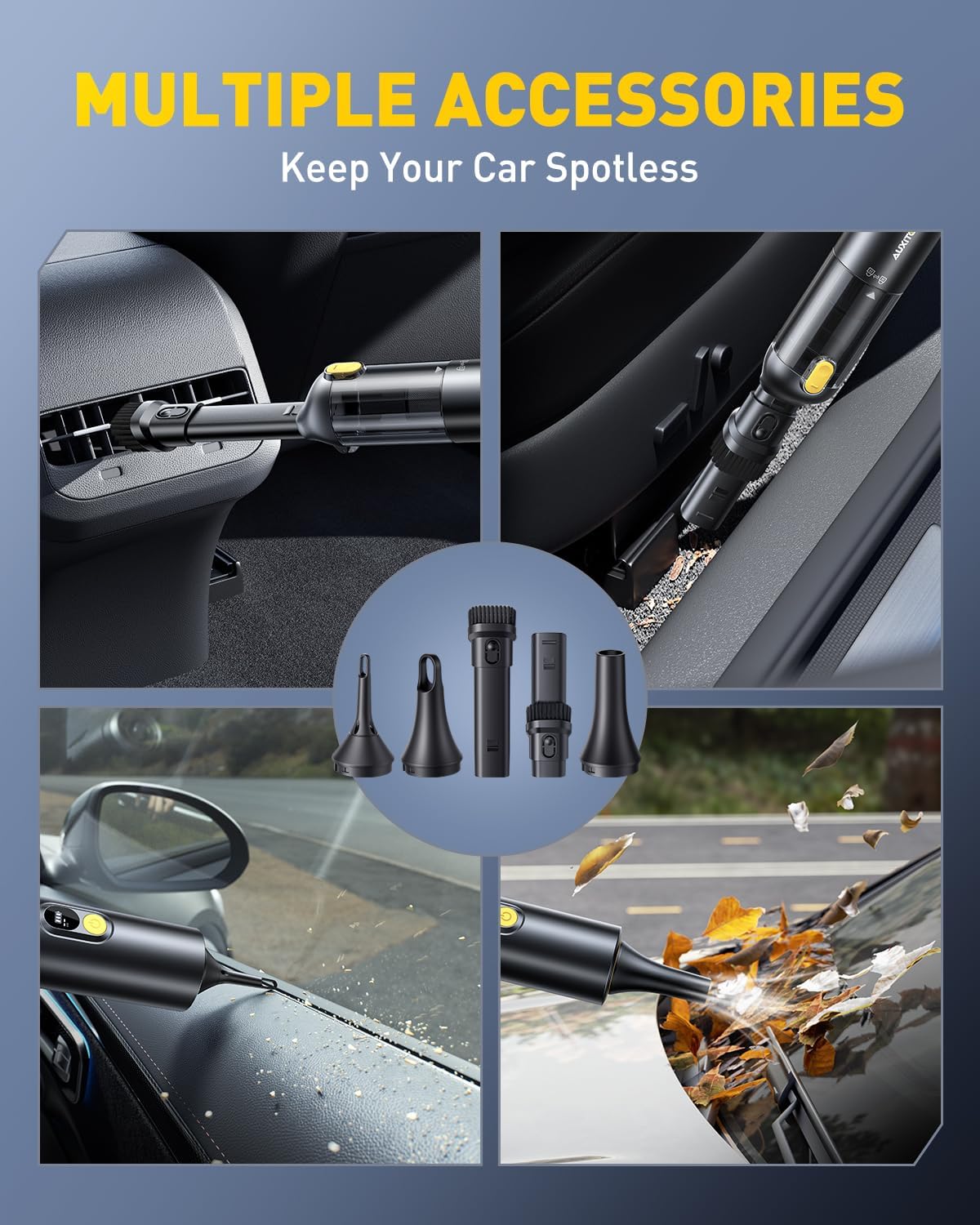 AUXITO Car Vacuum Portable Cordless 14000Pa Powerful Suction, Handheld Vacuum Blow & Suction 2 in 1, Small Vacuum Cleaner Hand Held Vacuum for Car, Home, Pet, Office (Black)