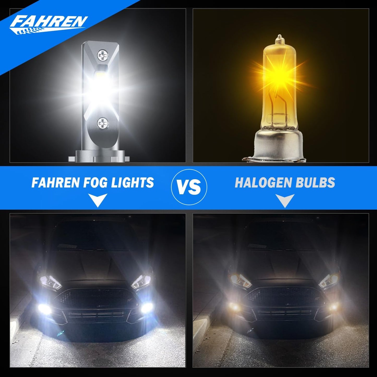 FAHREN 9005 Driving Bulbs 46000 Lumens Super Bright 9005 Bulbs, 6500K Cool White HB3 Fog Bulb with External Driver, 98% Canbus Ready IP68 Waterproof, Pack of 2