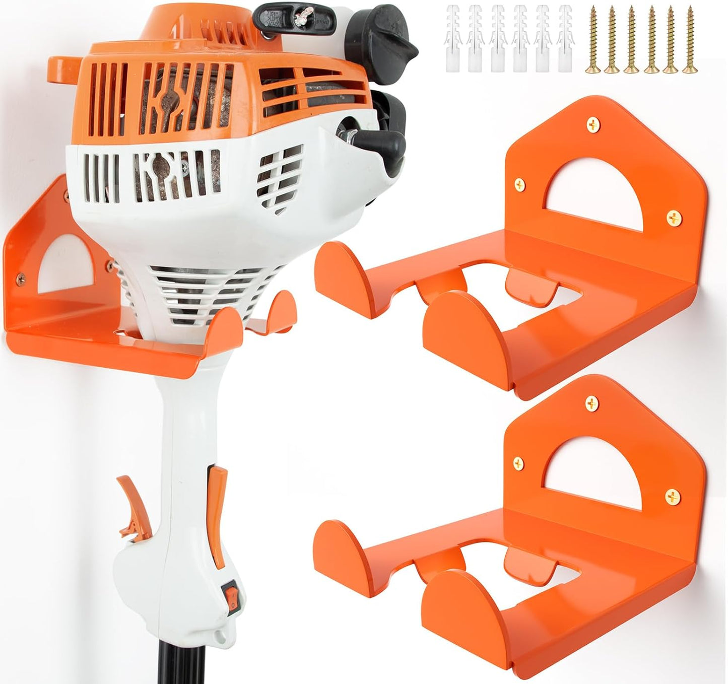 Weed Eater Hanger, Heavy Duty Weedeater Rack Wall Mount, Garage Organization Trimmer Rack for Hedge Trimmer, Garden Tools, Garage, 2 Pack