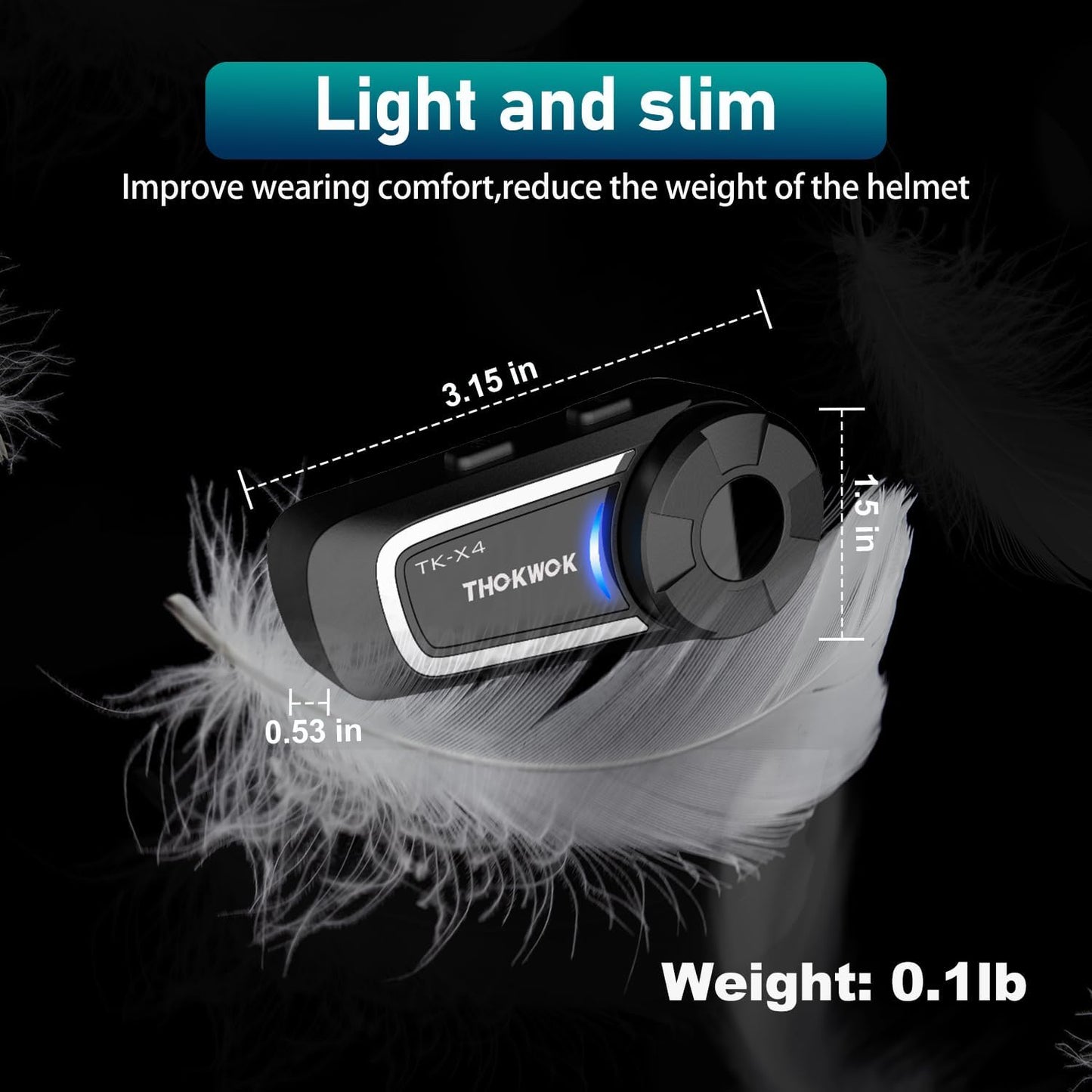 TK-X4 Motorcycle Bluetooth Headset, 6 Riders 2000m Helmet Group Intercom with Bluetooth 5.1/Music Share/Top-Tier Noise Reduction/HiFi Stereo Sound,Universal Communication System Headphones(2 Pack)