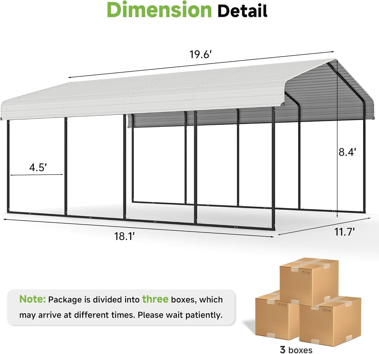 Real Relax 12x20ft Metal Carport, Heavy Duty Garage Outdoor Galvanized Car Shelter Canopy with Metal Frame for Car, Boats and Truck, Cream White