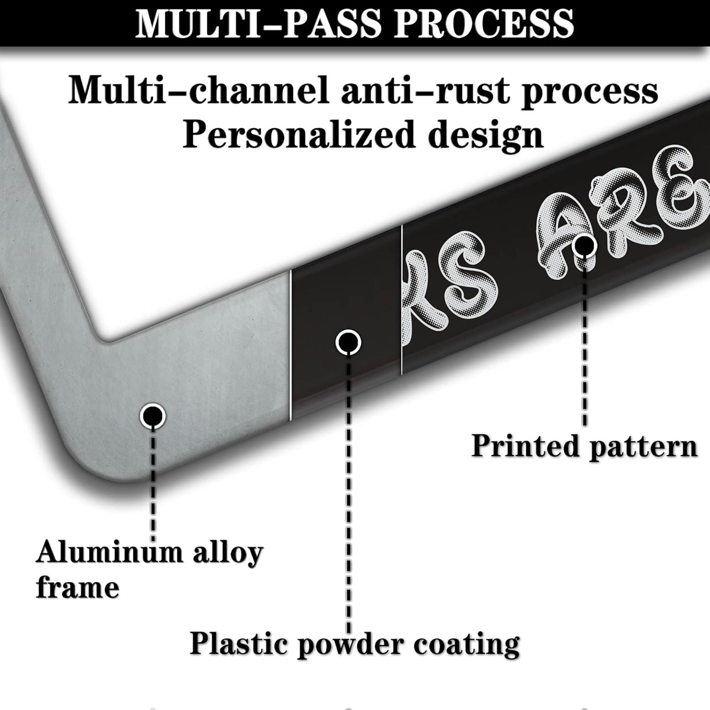 License Plate Frame Black and White License Plate Protector Silly Boys Trucks are for Girls Universal Aluminum Car Accessory 2 Pack with Screw Covers Set