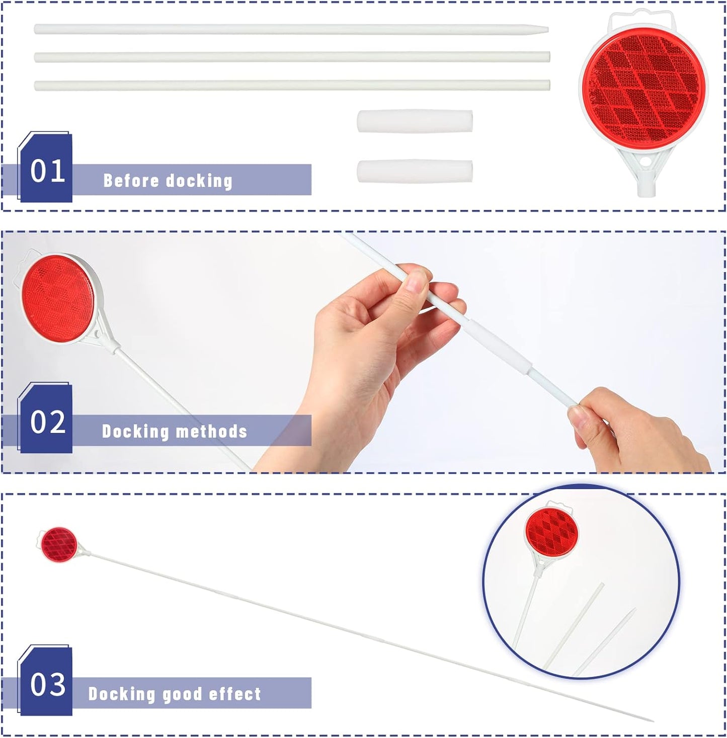 Reflective Driveway Markers, Reflectors for Driveway Entrance, Snow Plow Markers, 51 Inch Fiberglass Pole Double Sided Reflector for Driveway (Pack of 8)