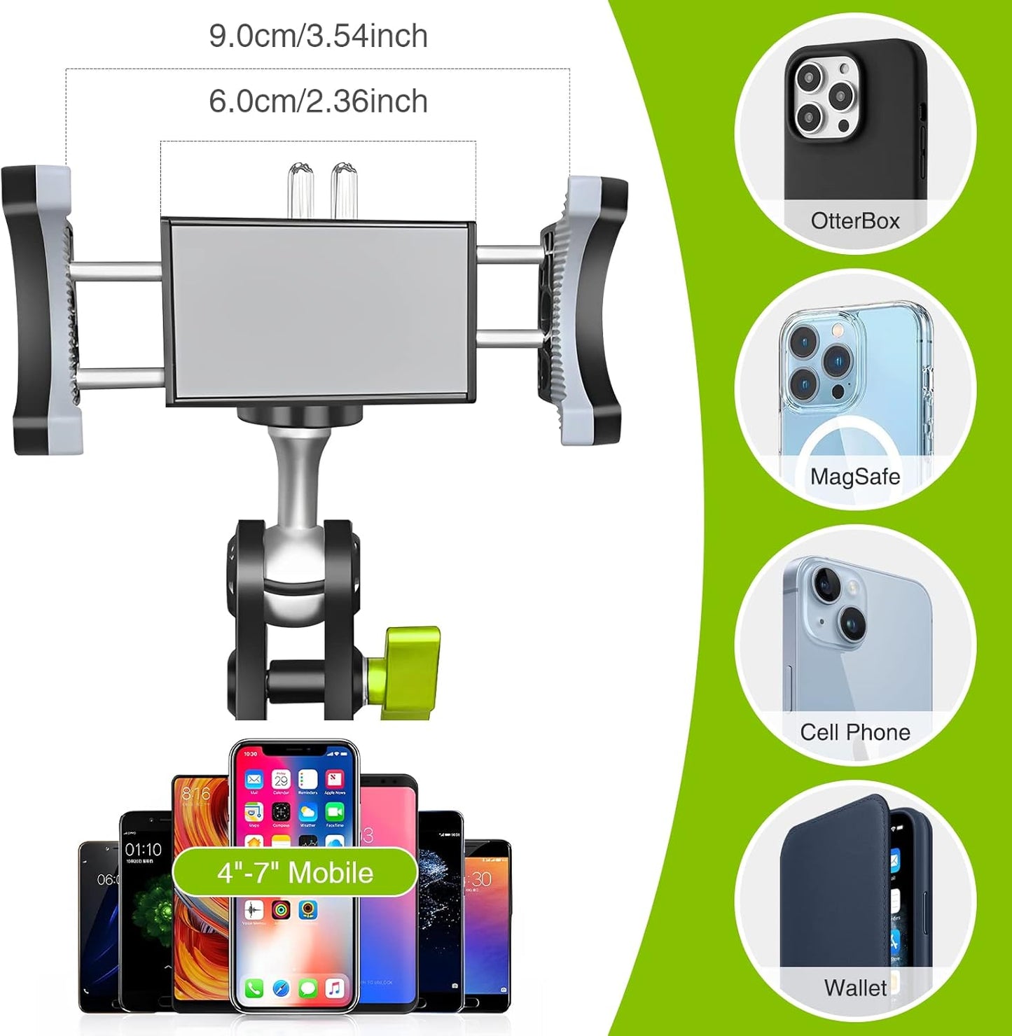 Suction Cup Phone Mount 360 Rotating Universal Ball Head Arm for Car Dashboard Windshield Vehicle Sunroof (Black)