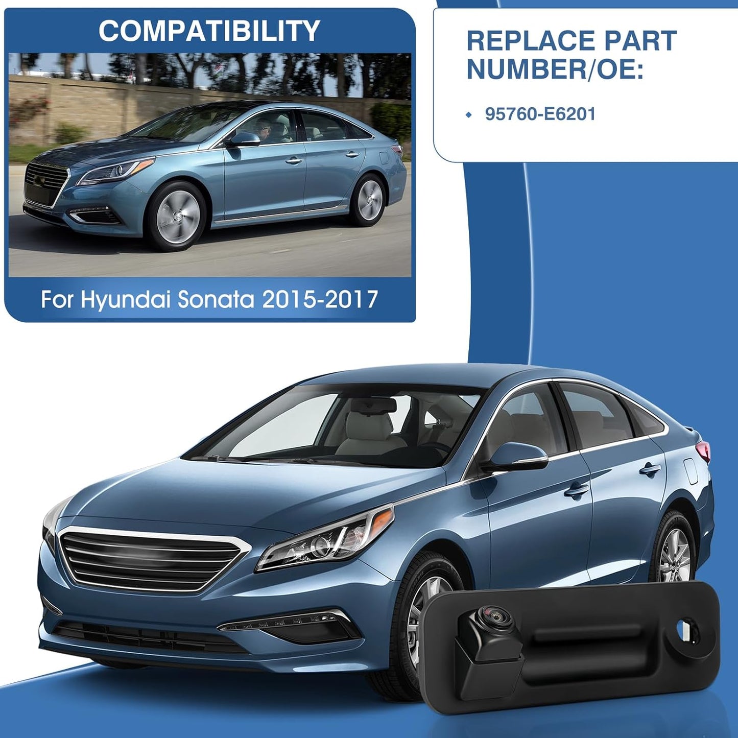 Rear View Backup Camera Fit for Hyundai Sonata 2015-2017, Reversing Parking Assist Camera OE Replacement 95760-E6201 95760-C2101