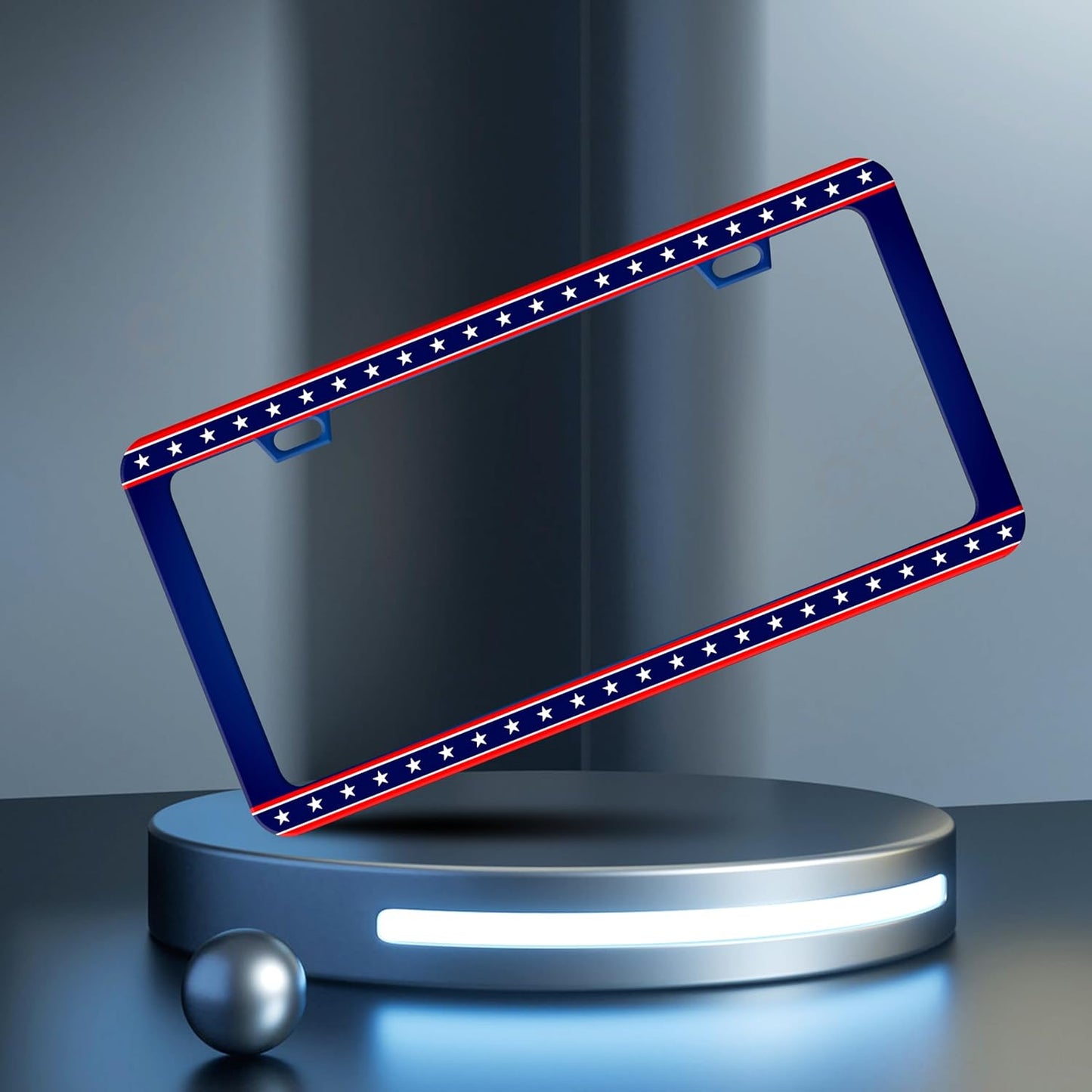 American Flag License Plate Frame United States Flag License Plate Frames Personalise Stainless Steel Funny Design Compatible with Standard License Plate Holder for USA Canada 6 X 12 Inch with Screws