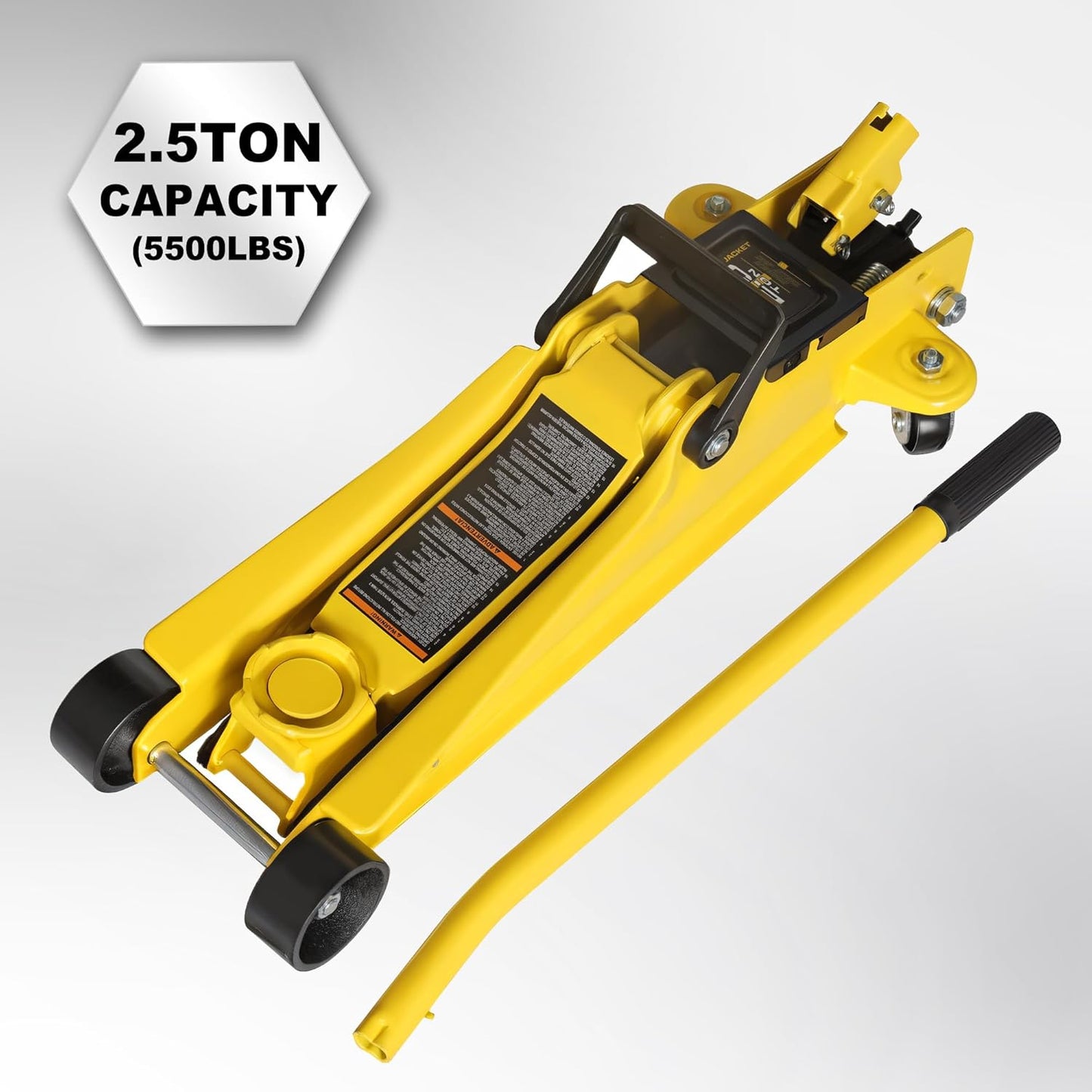 YELLOW JACKET 2.5 Ton Trolley Jack Hydraulic Low Profile Floor Jack for Cars Lift with Single Piston Lift Pump, 5500 lb Capacity