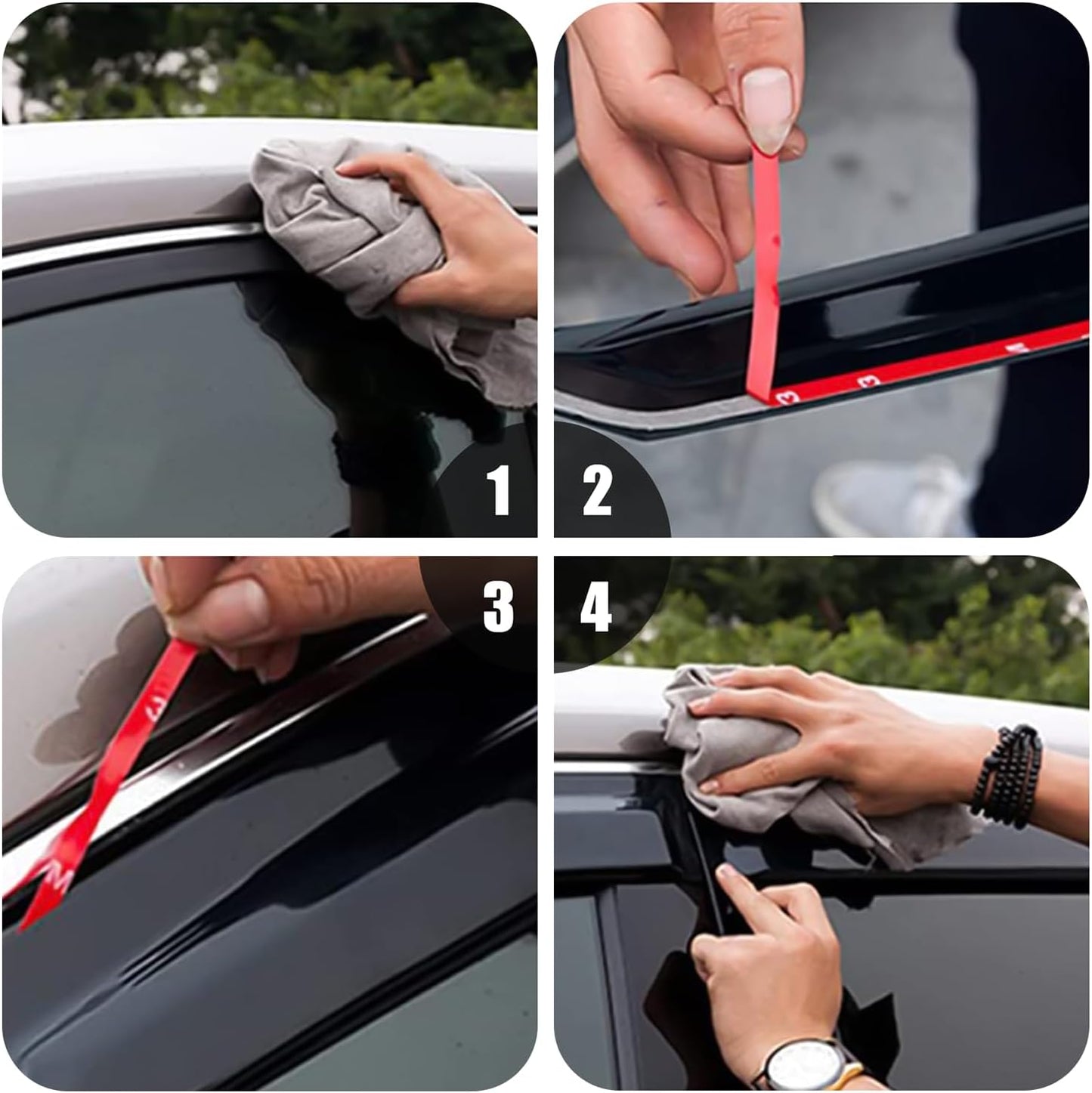 4 PCS Rain Guards Fit for 1999-2016 Ford F250 F350 F450 F550 SuperCrew Super Duty Truck (4 Full Doors), Outside Mount Side Window Visors Deflector, Smoke Tinted Vent Visors Shade