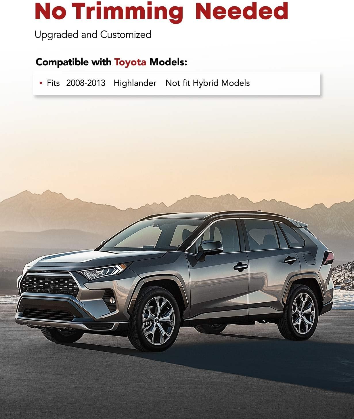 YHTAUTO Floor Mats & Cargo Mat Fit 2008-2013 Toyota Highlander(Not Hybrid), TPE All Weather Car Mats Waterproof Anti-Slip Odorless Floor Liner, Interior Car Accessories