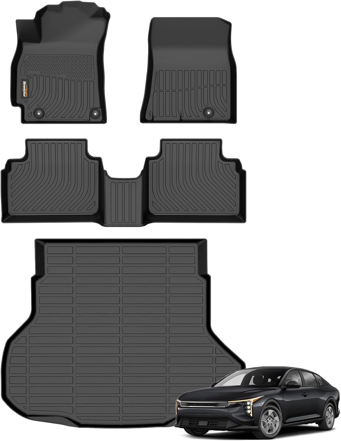Binmotor-Floor Mats & Cargo Liner Set for Kia K4 2025 (Only Sedan), All Weather Car Mats Cargo Trunk Mat for Kia K4 2025 Accessories