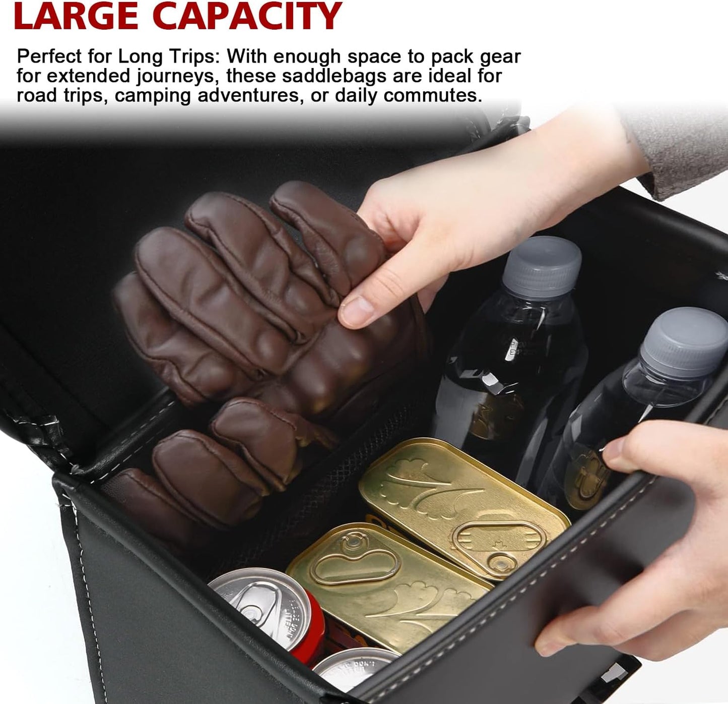 SUNPIE Motorcycle Saddlebags - Universal Leather Motorcycle Luggage Bag Waterproof Motorcycles Saddle bag with Large Capacity for Sportster Softail Shadow Dyna V-star