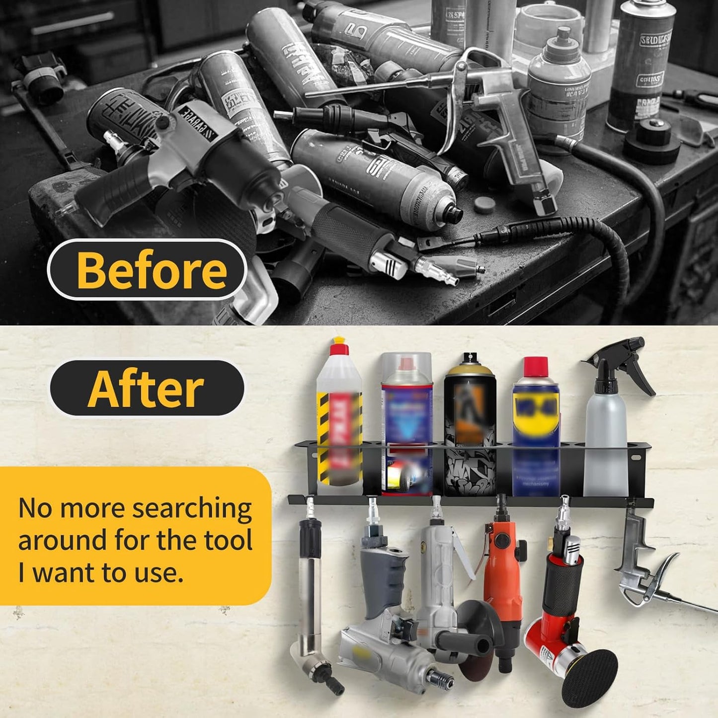 4 Pack Aerosol Spray Can Holder Rack, Wall Mounted Spray Bottle Holder Heavy Duty Steel Air Tool Organizer 5 Cans Spray Paint Can Storage with 24 Slots for Garages Workspace or Tool Trailer, Black