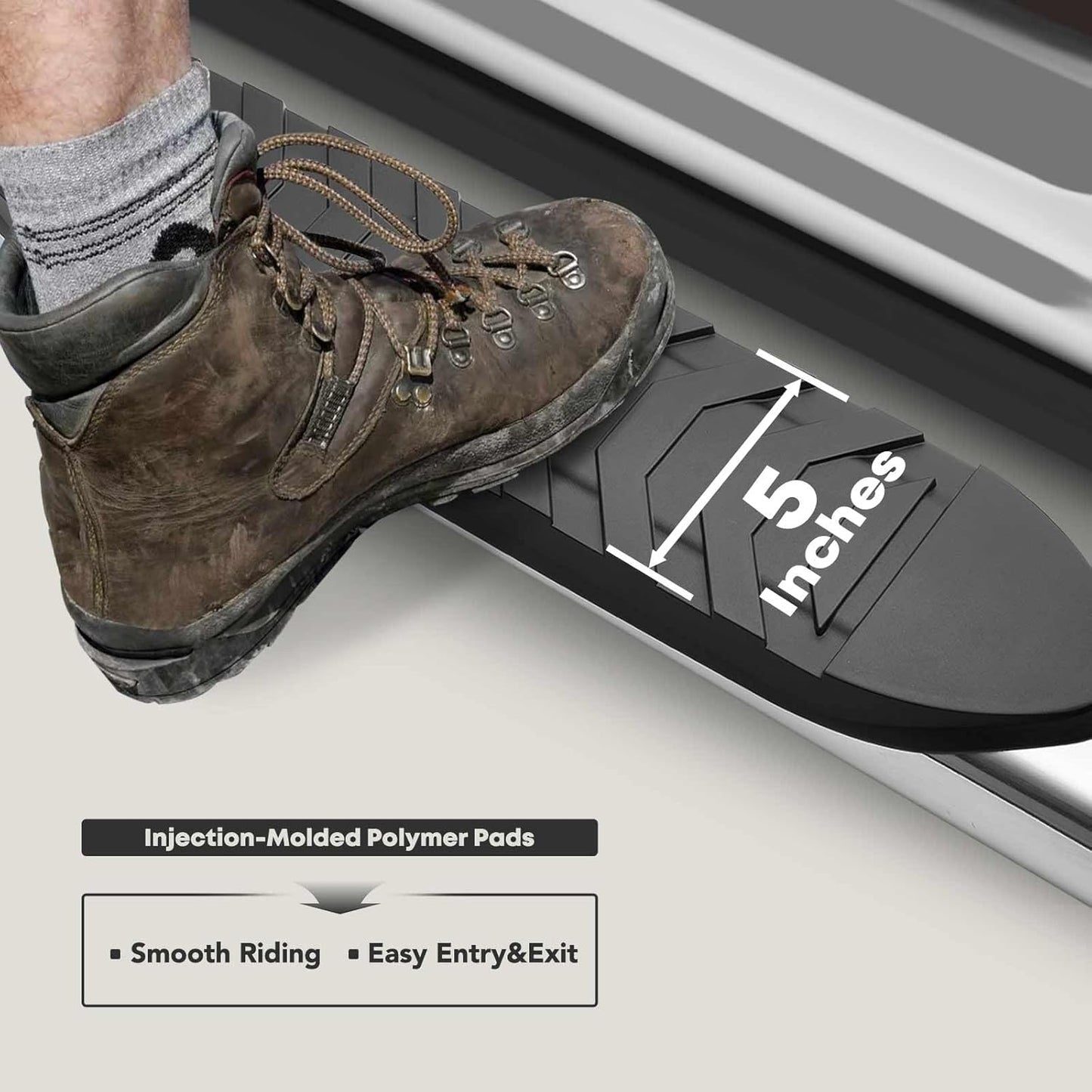 YHTAUTO 5 Inch Running Boards Side Step Bars Fit for 2007-2019 Chevy Silverado & GMC Sierra 1500/2500 HD/3500 HD - Standard/Regular Cab, 304 Stainless Steel Polished Oval Bent End Truck Step Rails